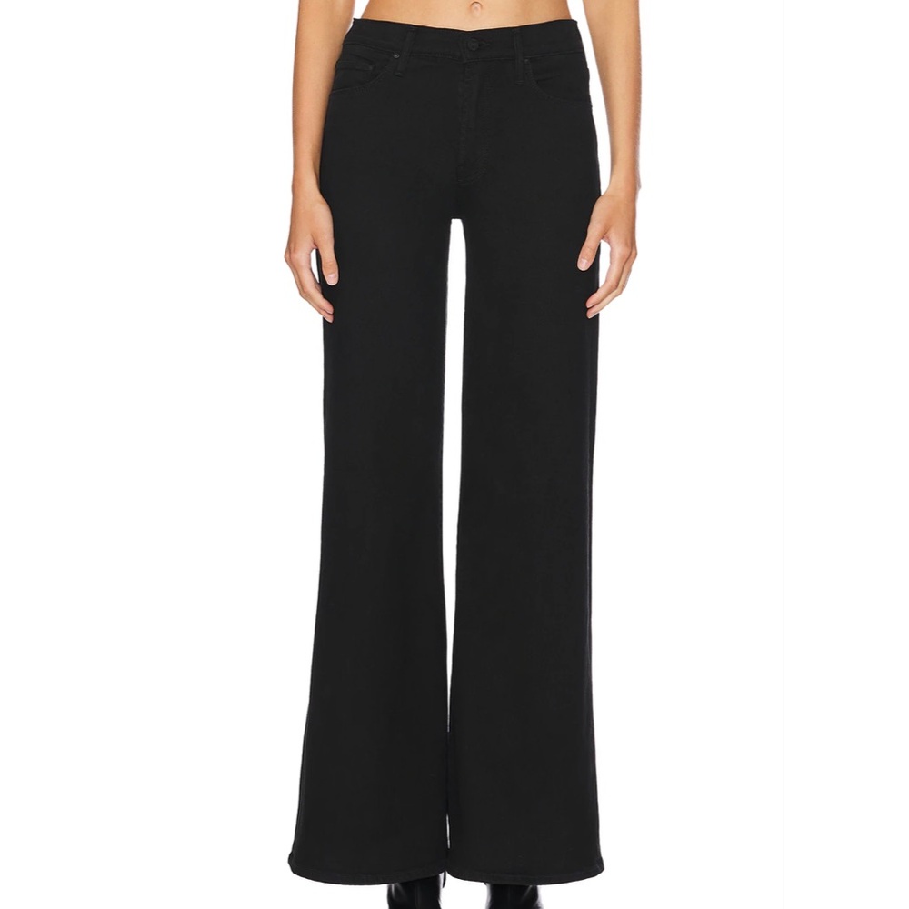 MOTHER The Twister Sneak High Rise Wide Leg Denim in Pitch Size 25